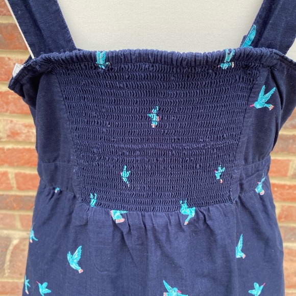 Fat Face 100% Cotton Size 12 Cami Vest Top Shirring Bird Animal Print Navy - Picture 5 of 12